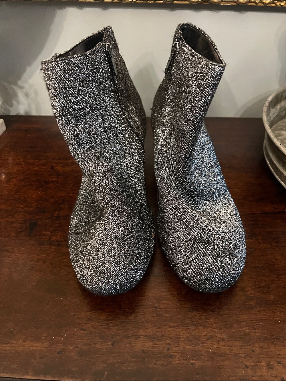 Circus by Sam Edelman Silver Glitter Ankle Booties